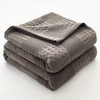 Cotton Waffle Throw Blanket, Soft Breathable Waffle Weave Blanket for Sofa and Bed, 100 x 150 cm, Light Grey, Dark Grey, Dusty Blue or Yellow