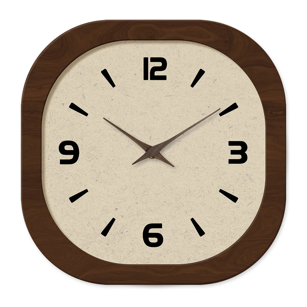 Retro Square Wall Clock, Silent Rounded Wall Clock for Living Room and Bedroom, 30 or 35 cm