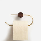 Wood and Brass Toilet Paper Holder, product photo 1