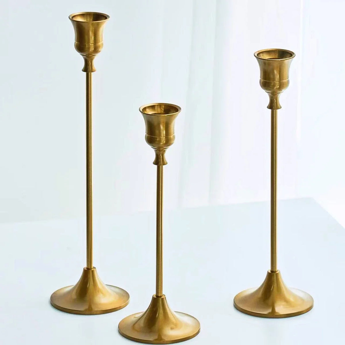 Metal taper candlestick set of 3