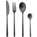 Matte Stainless Steel Cutlery Set of 4, Knife, Fork, Spoon and Teaspoon, Gold, Silver, Black or Rose Gold