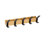 Wall-Mounted Coat Rack with 5 Movable Hooks, Nordic Rail for Coats, Hats and Towels, Black