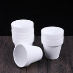 White Terracotta Pots Set of 6, 8 cm Small Planters with Drainage Holes for Succulents and Herbs