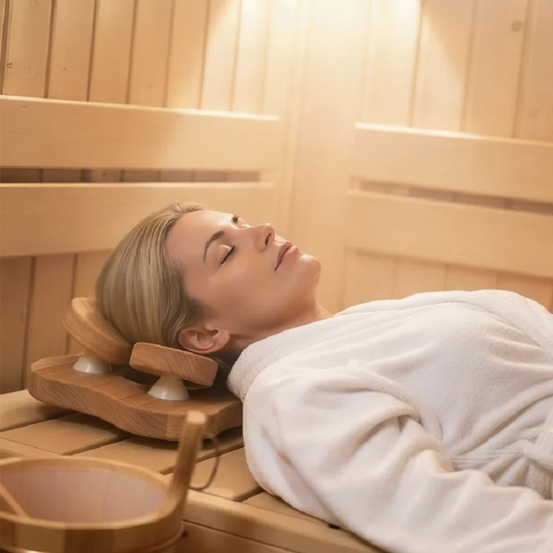 Adjustable Wooden Sauna Headrest, product photo 2