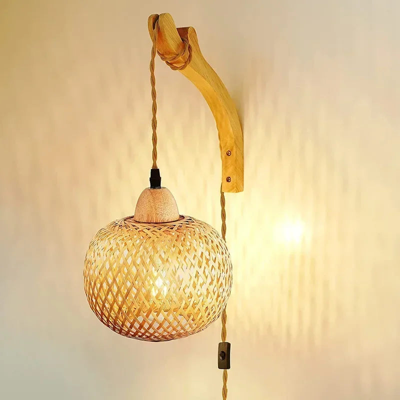 Bamboo Lantern Wall Lamp, product photo 2