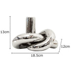 Ceramic Knot Sculpture, Abstract Twisted Ornament for Shelf, Desk and Coffee Table, Gold or Silver