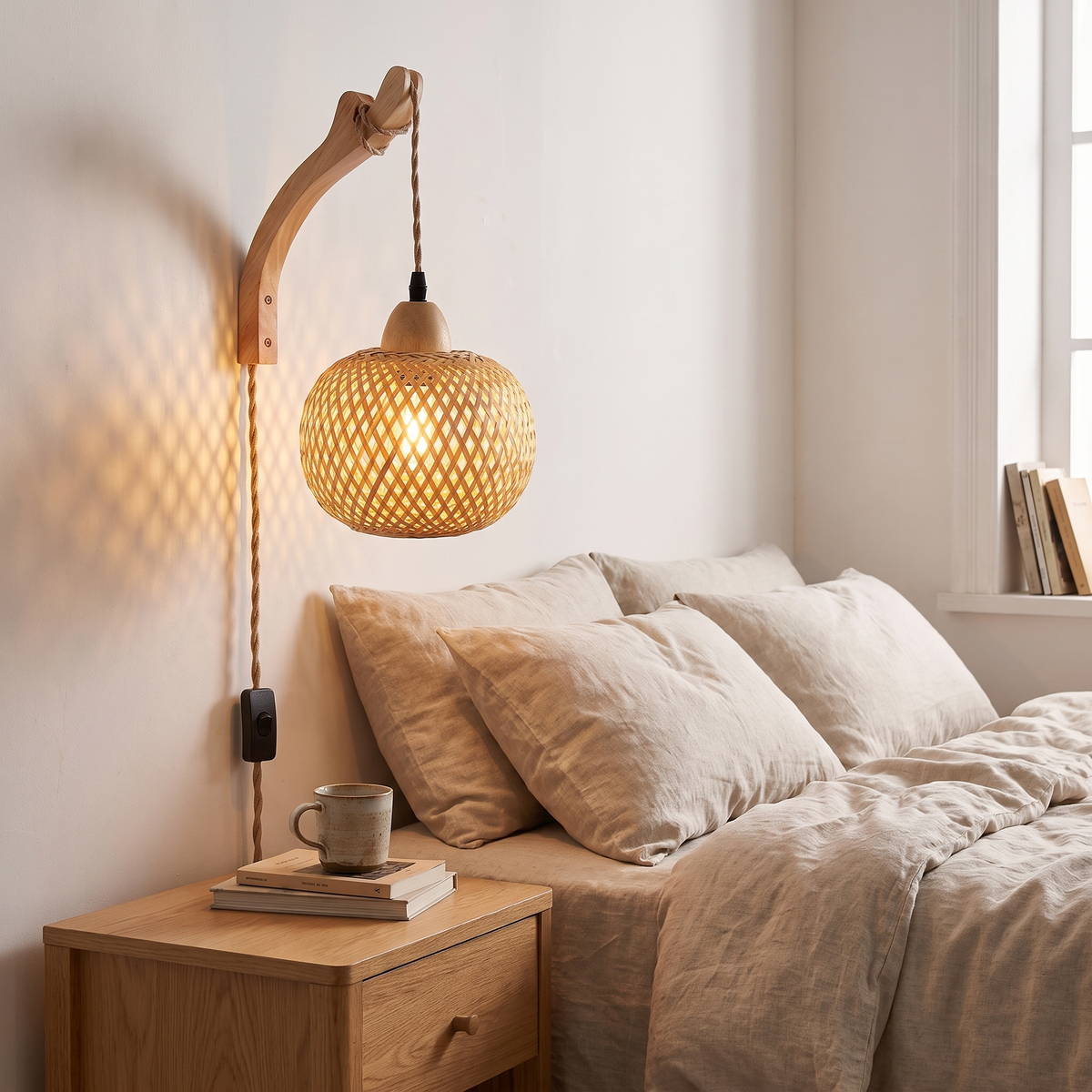 Bamboo Lantern Wall Lamp, lifestyle photo