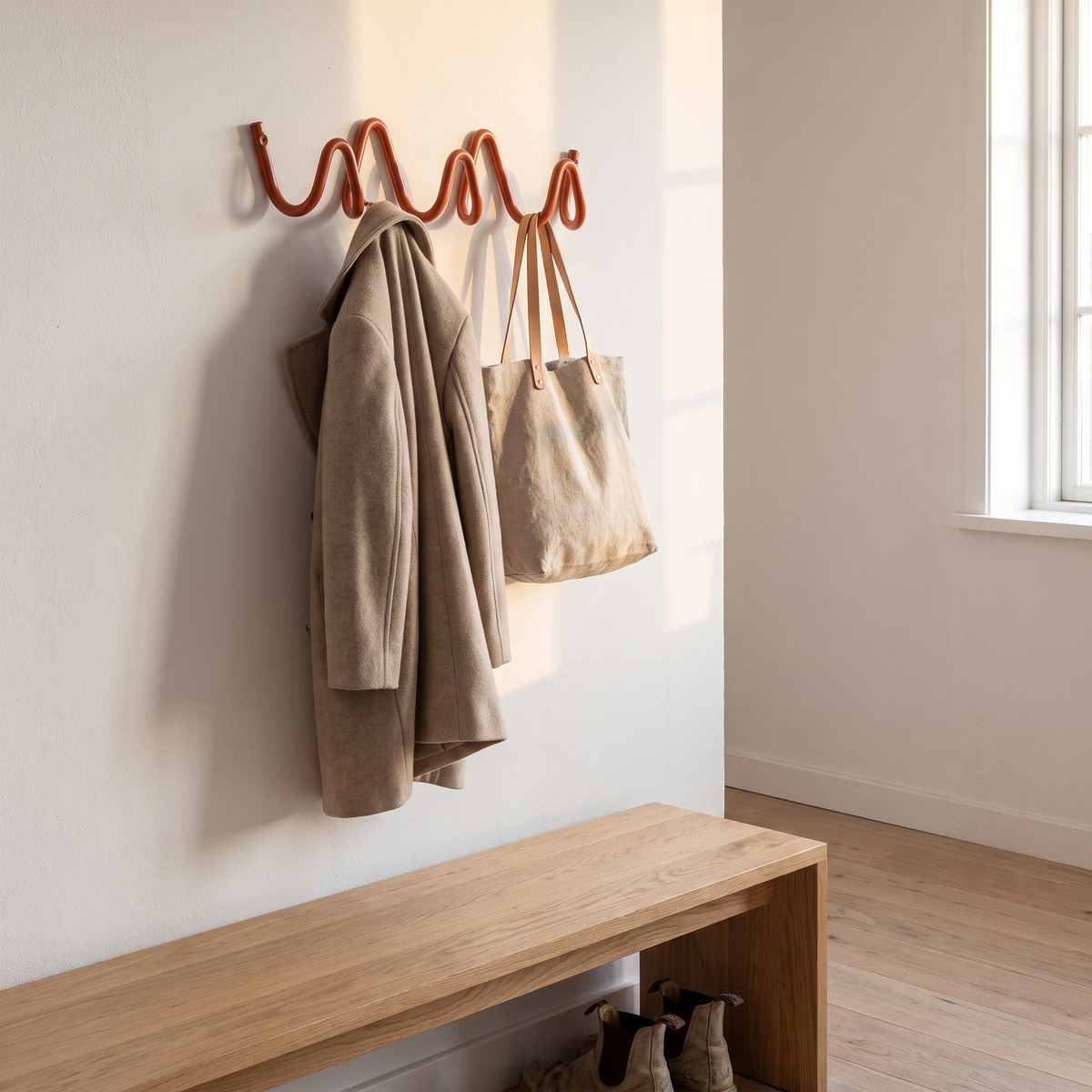 Wave Wall Coat Rack, lifestyle photo