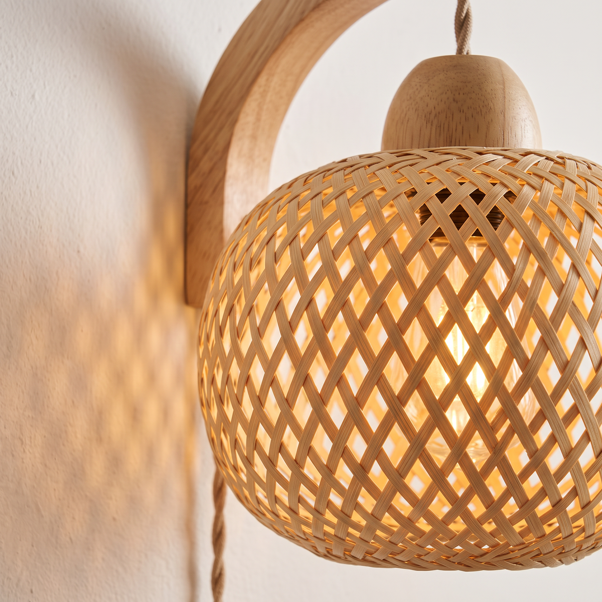 Bamboo Lantern Wall Lamp, lifestyle photo