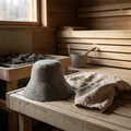 Thick Wool Felt Sauna Hat, lifestyle photo