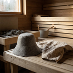 Thick Wool Felt Sauna Hat, lifestyle photo