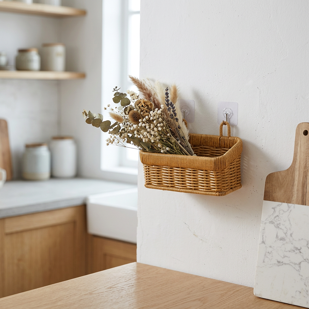 Wall Hanging Wicker Basket, lifestyle photo