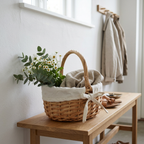 Rattan Tote Basket with Washable Lining, lifestyle photo