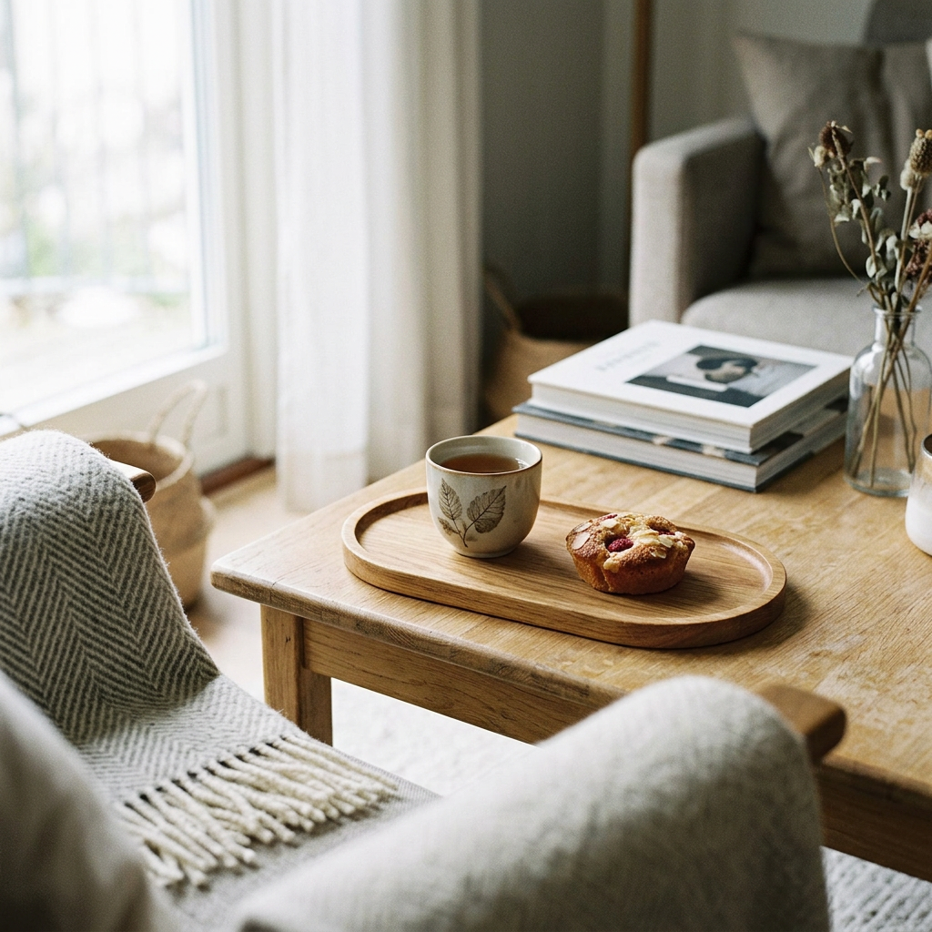 Solid Wood Dessert Plate, lifestyle photo
