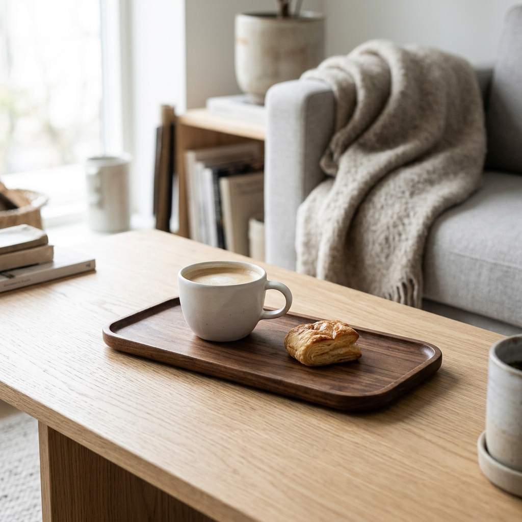 Natural Wood Serving Tray, lifestyle photo