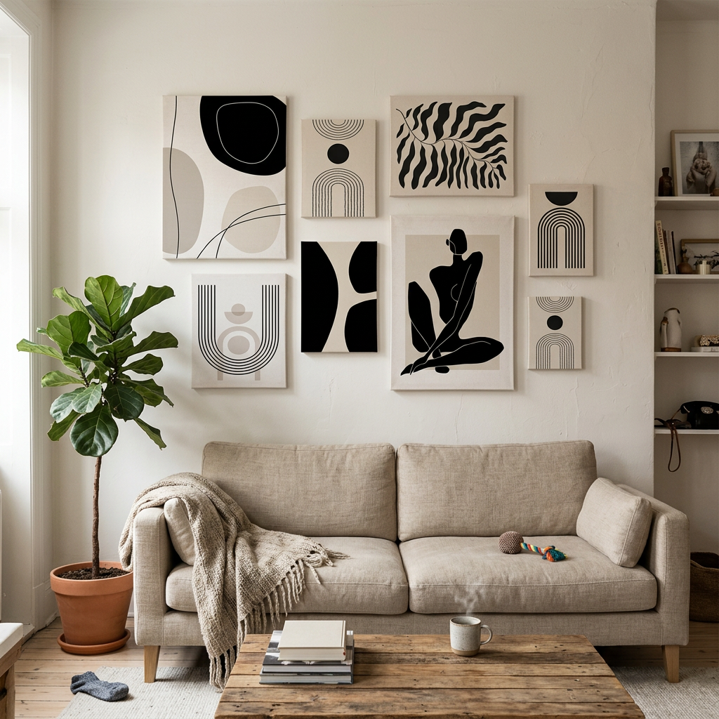 Abstract Boho Line Art Posters, wall art, lifestyle photo