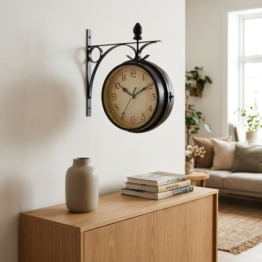Double-Sided Station Wall Clock, lifestyle photo