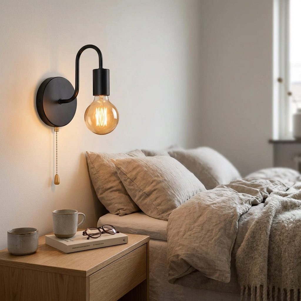 Black Iron Wall Lamp, lifestyle photo