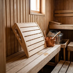Slatted Wooden Sauna Backrest, lifestyle photo