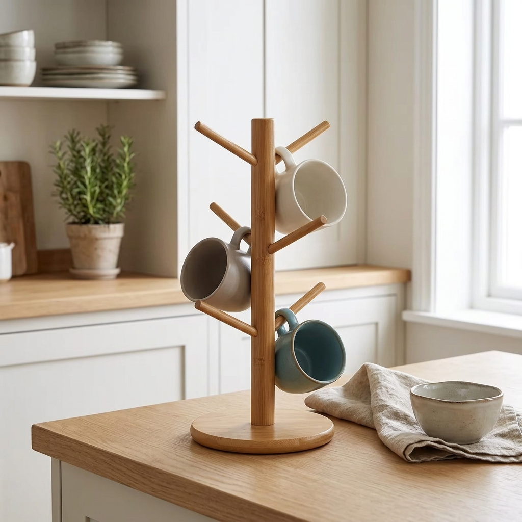 Bamboo Mug Tree, lifestyle photo