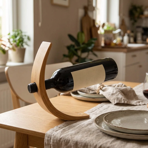 Bamboo Balance Wine Bottle Holder, lifestyle photo