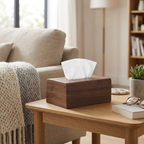 Walnut Wood Tissue Box, lifestyle photo