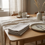 Striped Linen Cotton Napkins Set of 12, lifestyle photo