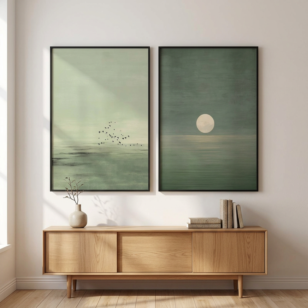 Wabi-Sabi Prints Set of 2, Japanese Abstract Canvas Wall Art for Bedroom and Living Room, 6 Designs, Unframed
