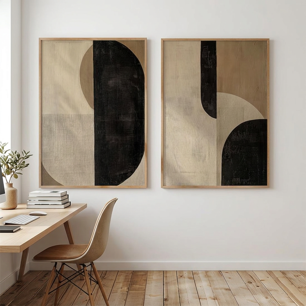 Design 05 wabi sabi print set of 2, black and beige