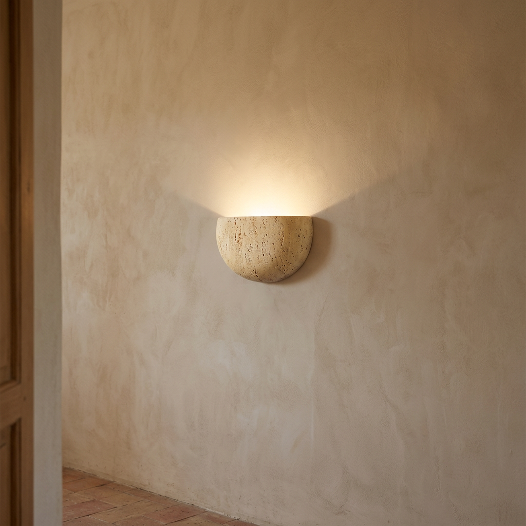 Travertine Half Dome Wall Light, lifestyle photo
