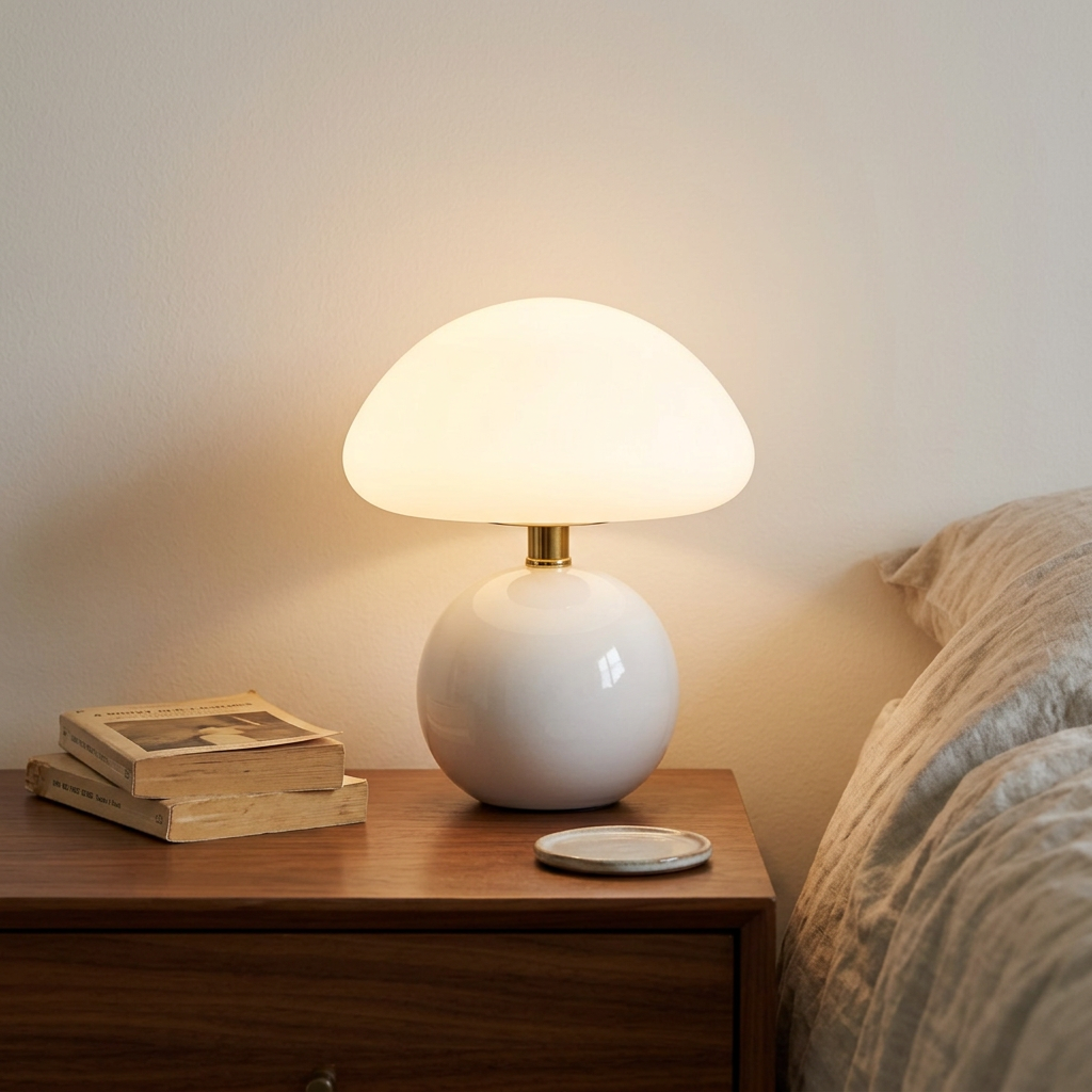 Ceramic Mushroom Table Lamp, lifestyle photo