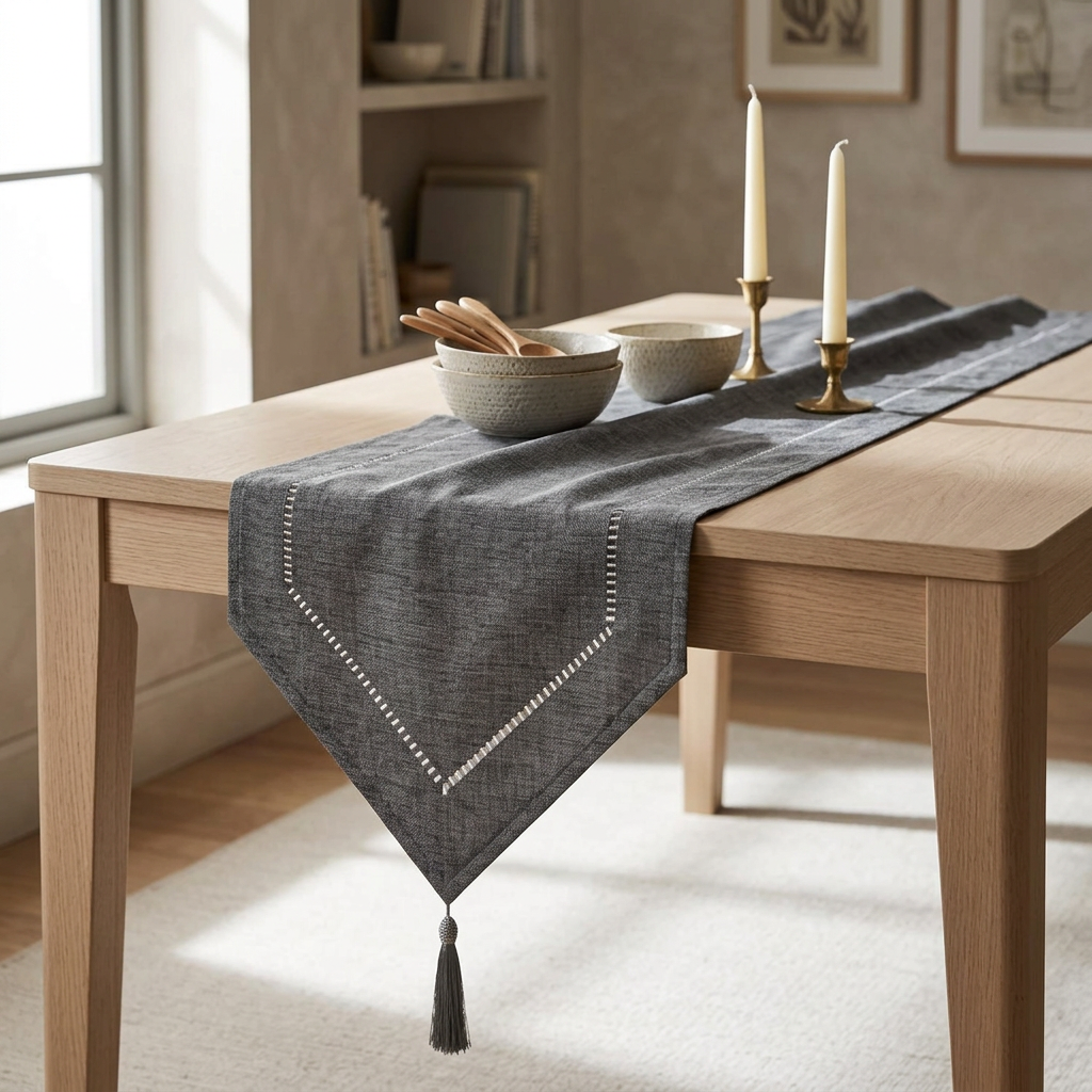 Linen Table Runner with Pointed Ends, lifestyle photo