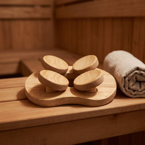 Adjustable Wooden Sauna Headrest, lifestyle photo