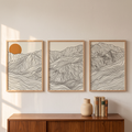 Alpine Line Landscape Prints Set of 3, wall art, lifestyle photo