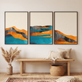 Bohemian Sun and Mountain Prints Set of 3, wall art, lifestyle photo