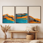 Bohemian Sun and Mountain Prints Set of 3, wall art, lifestyle photo