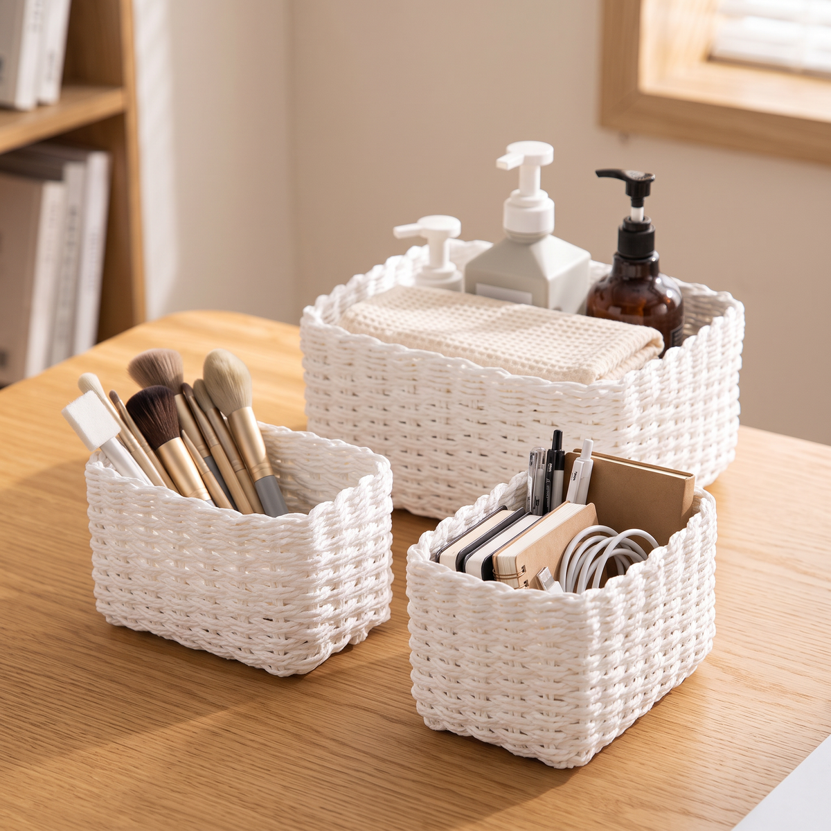 Paper Rope Storage Baskets Set of 3, lifestyle photo