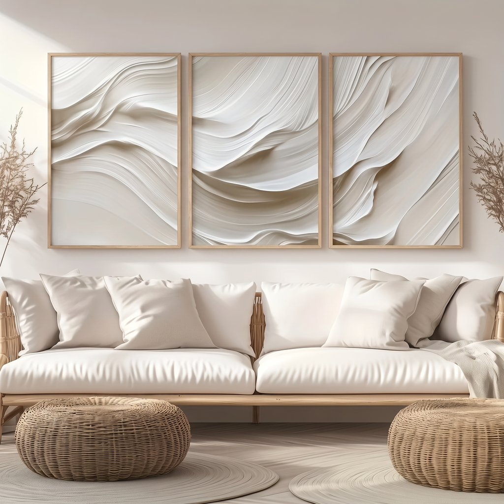 Soft Wave Abstract Print Set of 3, wall art, lifestyle photo