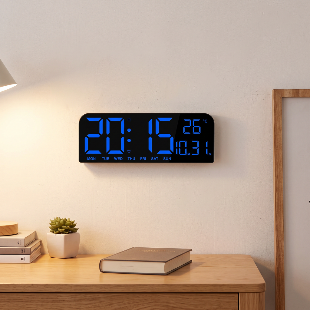 Large LED Digital Wall Clock, lifestyle photo