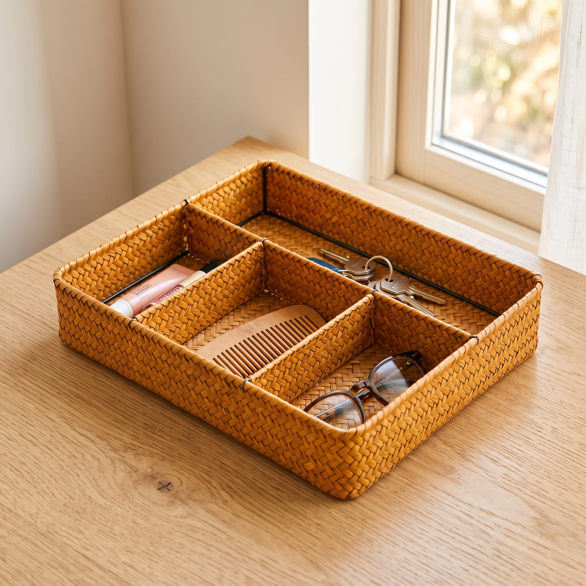 Seagrass Desk Basket, lifestyle photo