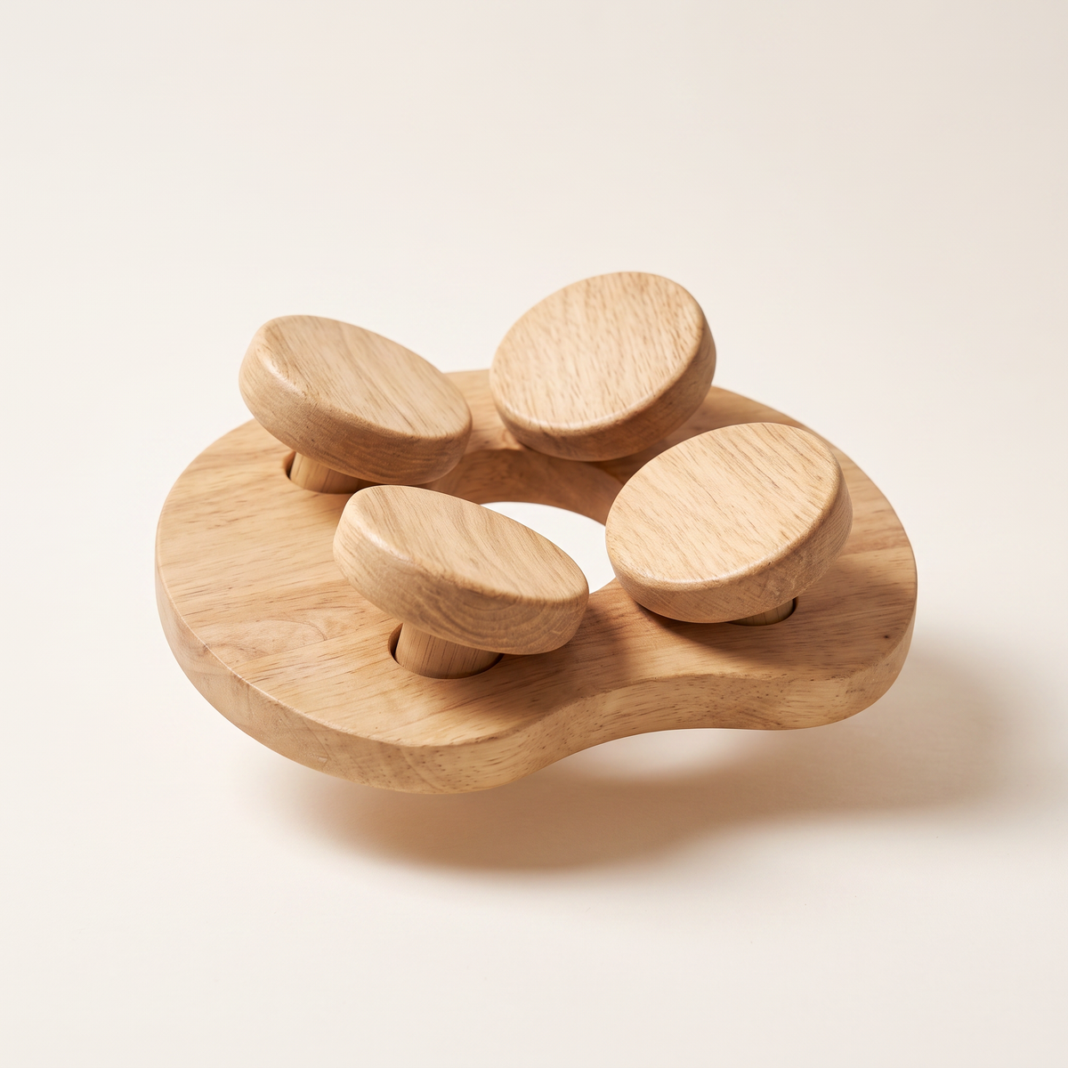 Wooden sauna headrest with four tilting discs, product photo