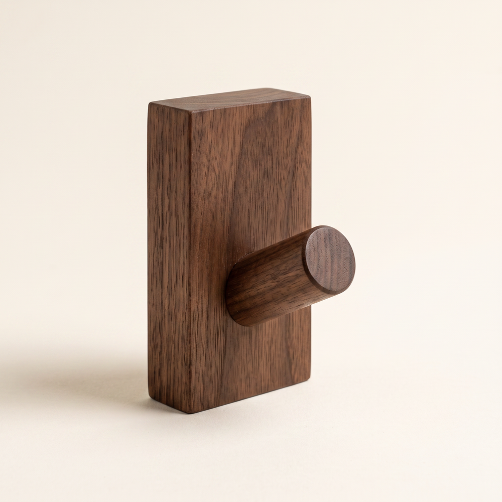 Nordic Wooden Wall Hook, Solid Wood Coat, Hat and Towel Peg for Entryway, Bedroom and Bathroom, Beech or Walnut