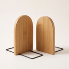 Set of two arched bamboo bookends, product photo
