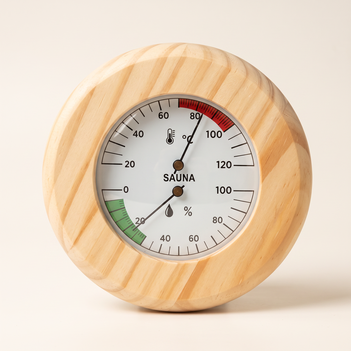 Wooden Sauna Thermometer and Hygrometer, product photo