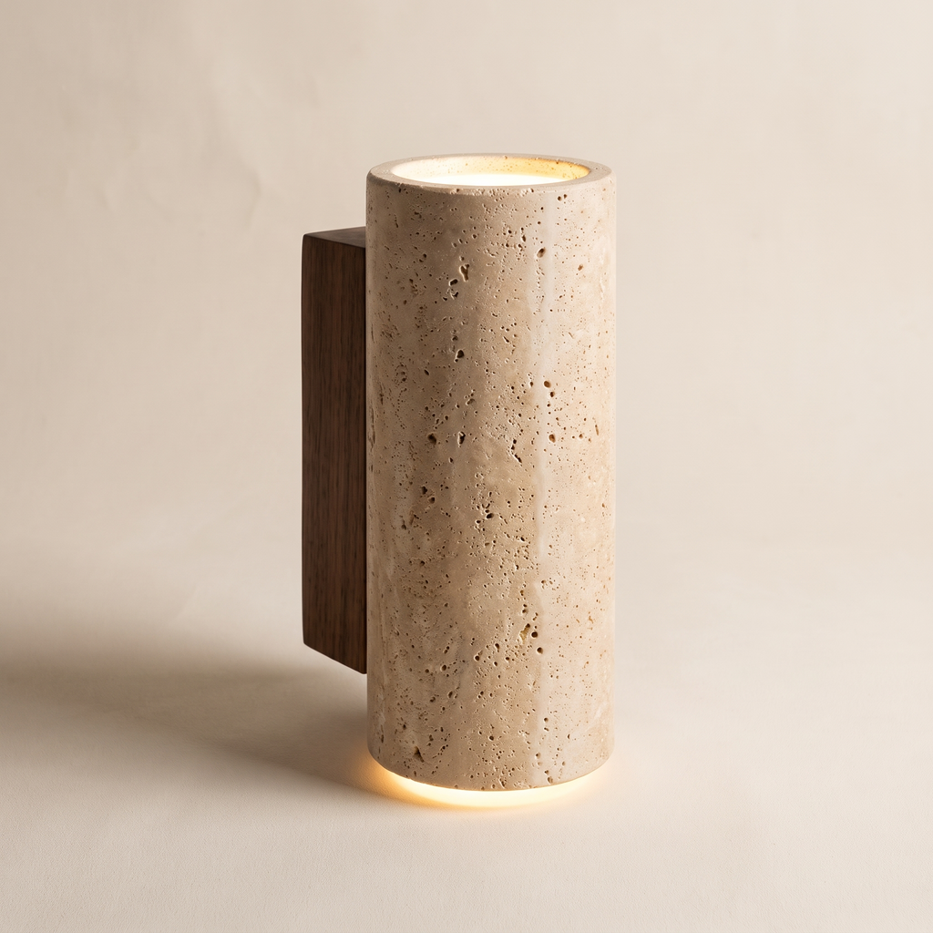 Travertine wall lamp, product photo