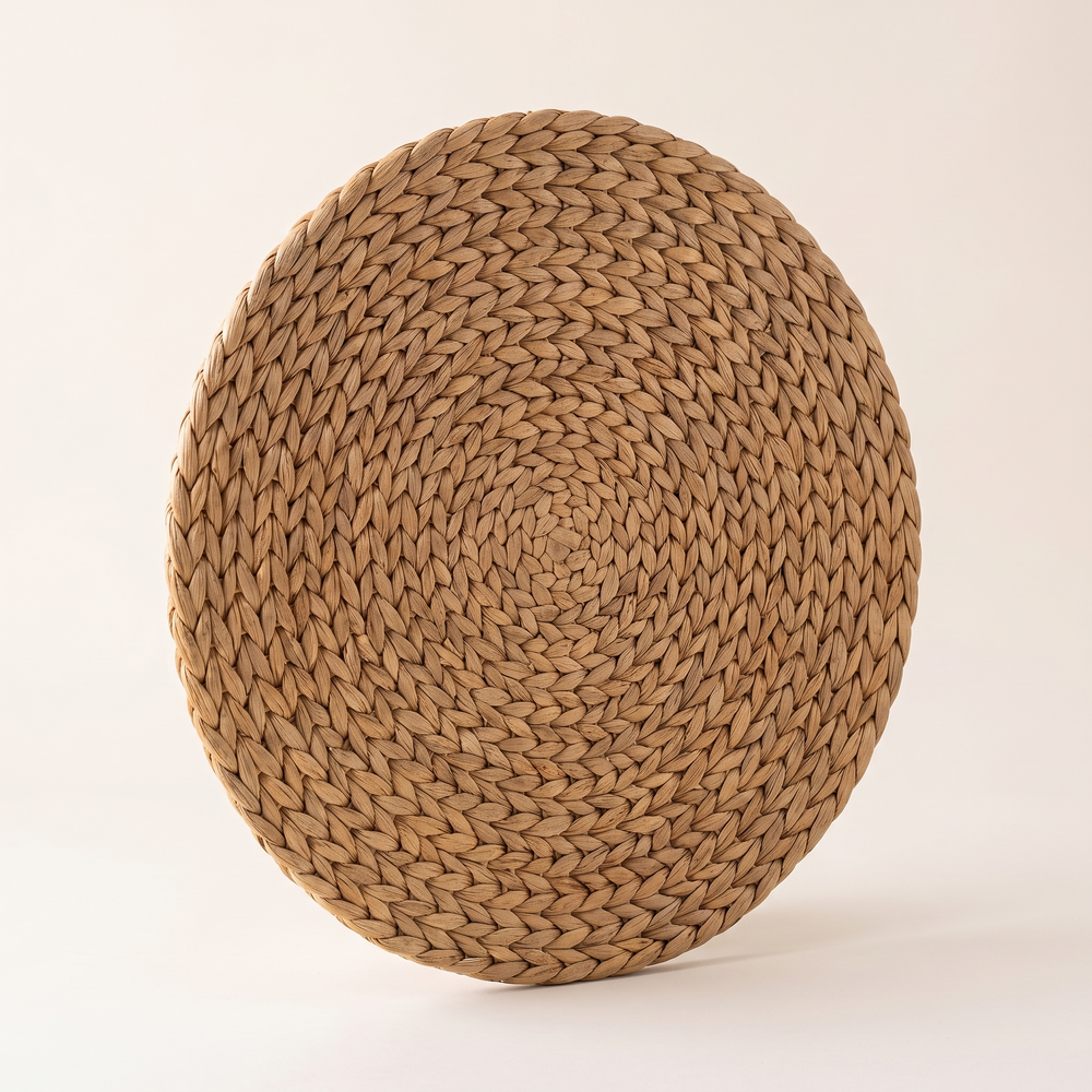 Water Hyacinth Round Placemat, Handwoven Rattan Table Mat for Dining Table and Kitchen