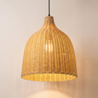 Woven rattan pendant light, product photo