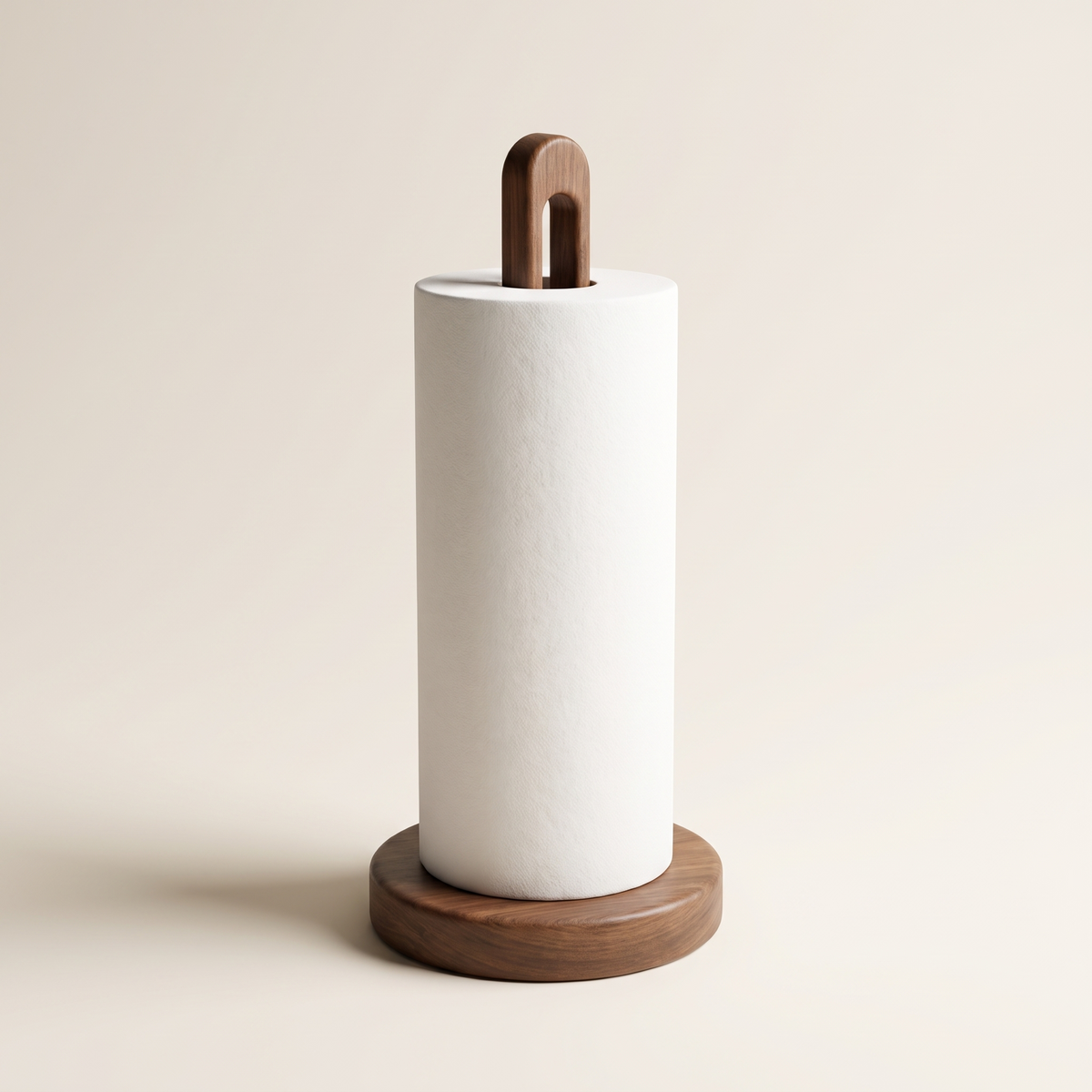 Standing wooden paper towel holder, product photo