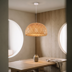 Hand-Woven Bamboo Pendant Light, lifestyle photo
