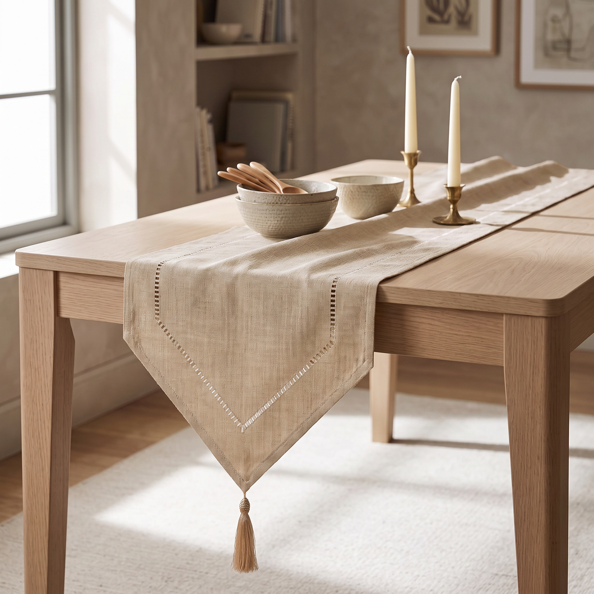 Linen Table Runner with Pointed Ends, lifestyle photo